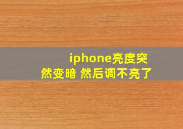 iphone亮度突然变暗 然后调不亮了